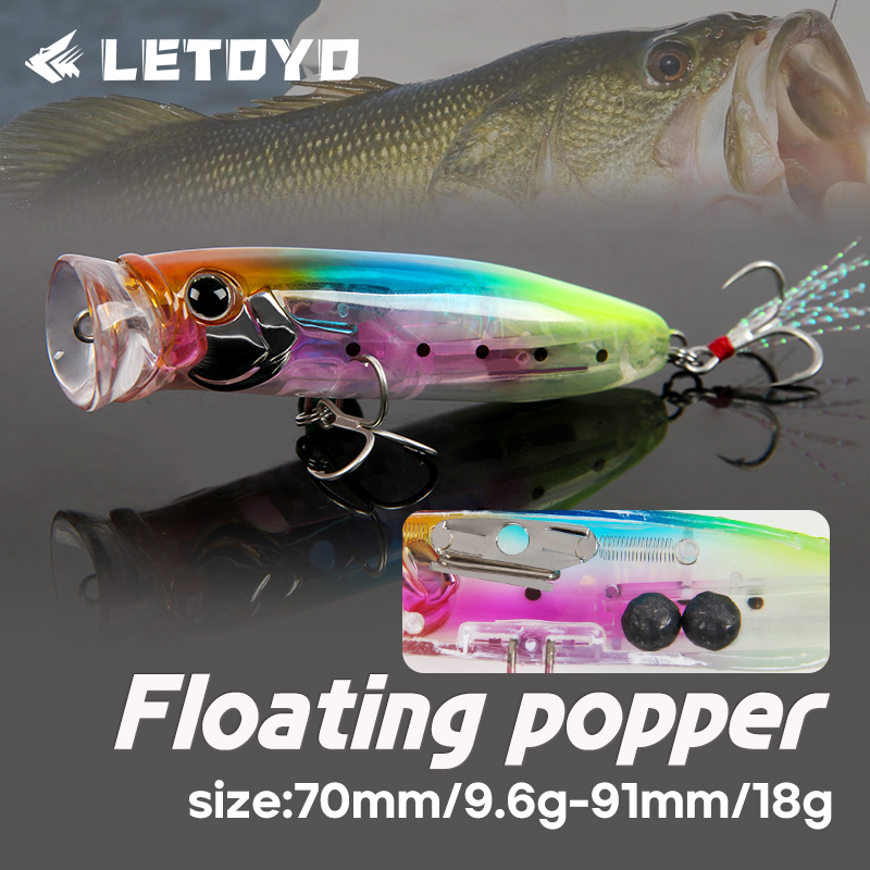 LETOYO-señuelo Popper flotante - Fishing Lure Topwater reseña y precio
