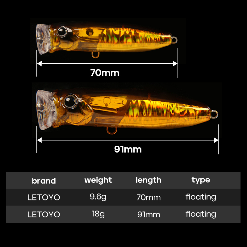 LETOYO-señuelo Popper flotante - Fishing Lure Topwater reseña y precio