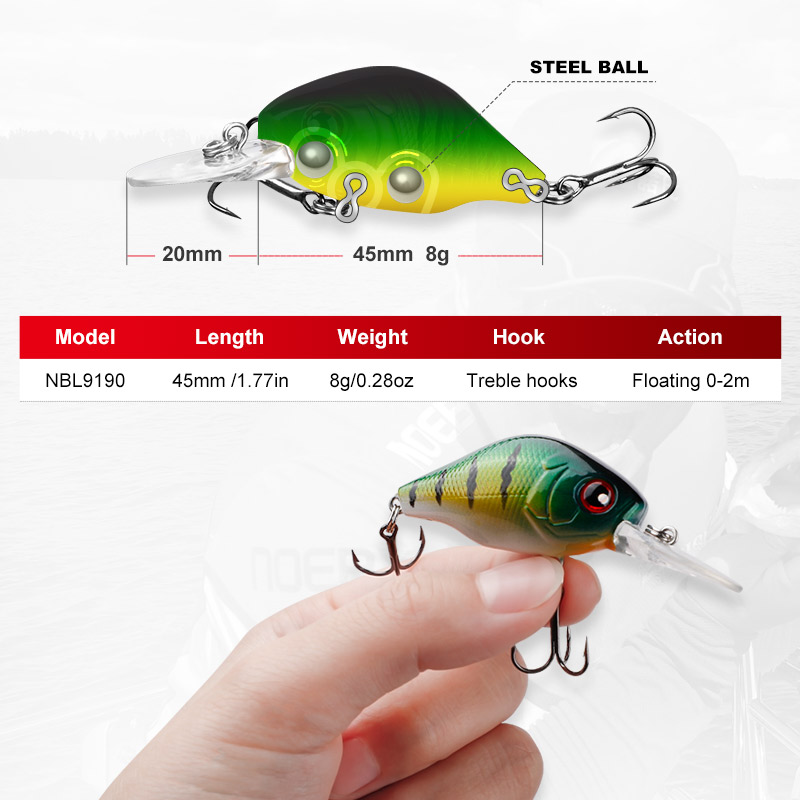 NOEBY 45mm 8g Crankbaits señue - Fishing Lure Jerkbait reseña y precio